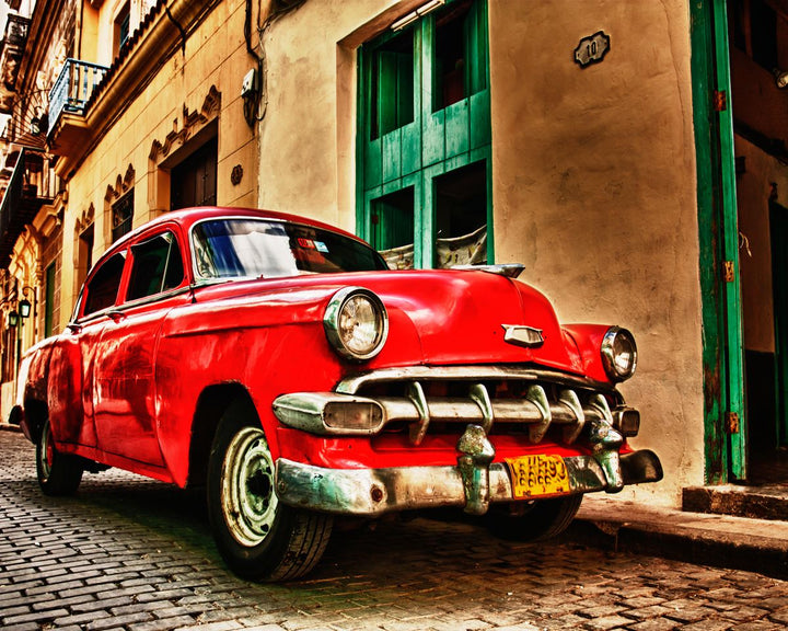 Paint By Numbers - Vintage Nostalgia: Classic 1950S American Car On Cobblestone Street - Framed- 40x50cm - Arterium 