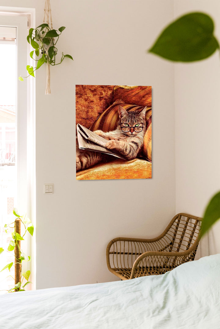 Paint By Numbers - Cozy Cat: A Relaxed Reading Moment On A Golden Yellow Couch - Framed- 40x50cm - Arterium 