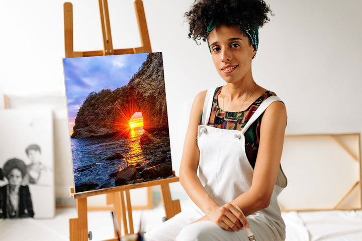 Paint By Numbers - Sunset Over A Rock Formation - Framed- 40x50cm - Arterium 