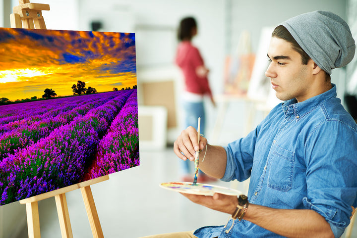 Paint By Numbers - Lavender Field At Sunset - Framed- 40x50cm - Arterium 