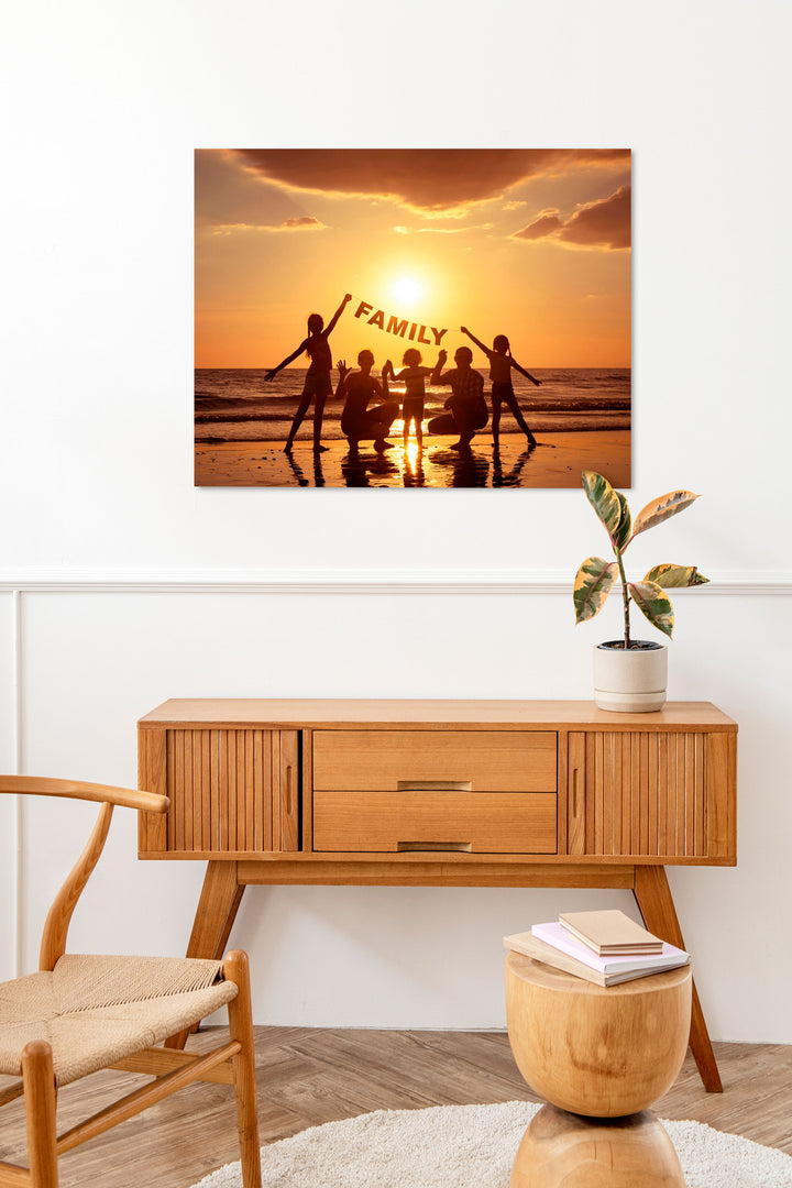 Paint By Numbers - Radiant Sunset: A Heartwarming Family Embracing Togetherness - Framed- 40x50cm - Arterium 