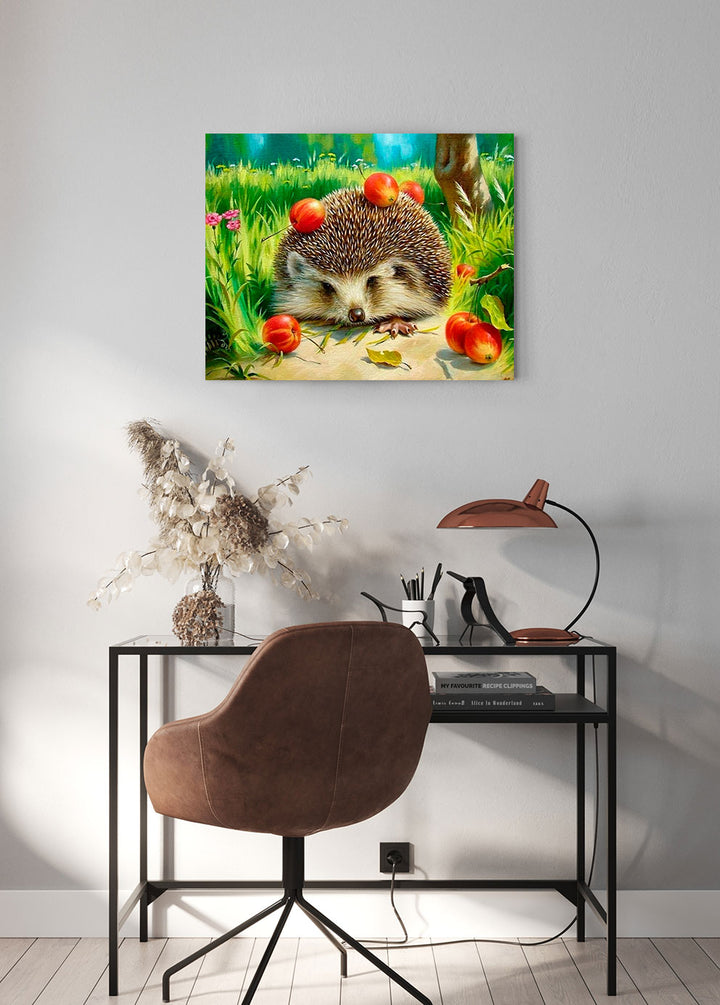 Paint By Numbers - Hedgehog With Apples On His Spikes - Framed- 40x50cm - Arterium 