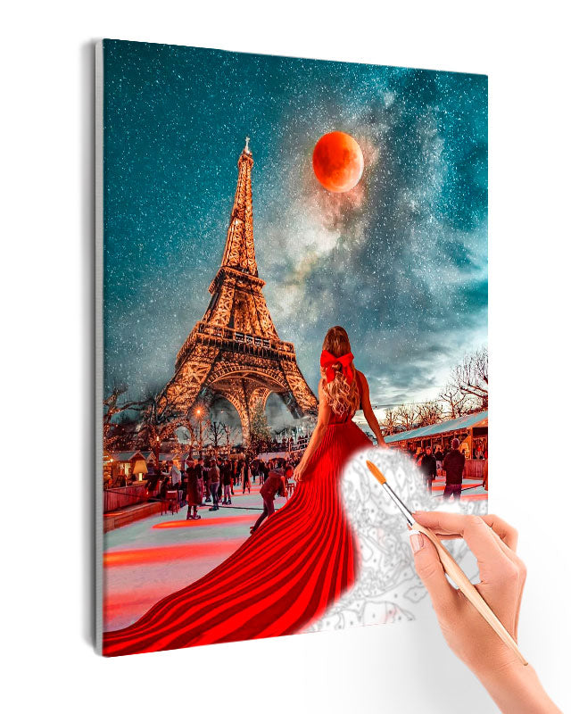 Paint By Numbers - Captivating Parisian Night: Eiffel Tower'S Enigmatic Beauty - Framed- 40x50cm - Arterium 