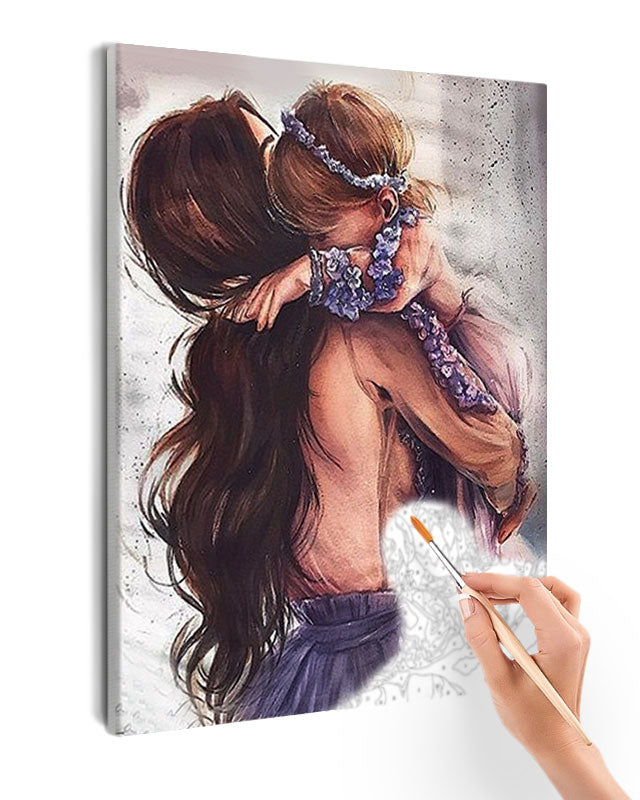 Paint By Numbers - Young Woman Holding A Little Girl - Framed- 40x50cm - Arterium 