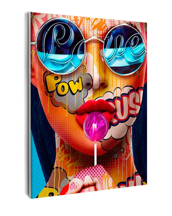 Paint By Numbers - Girl In Glasses Licking A Lolipop - Framed- 40x50cm - Arterium 
