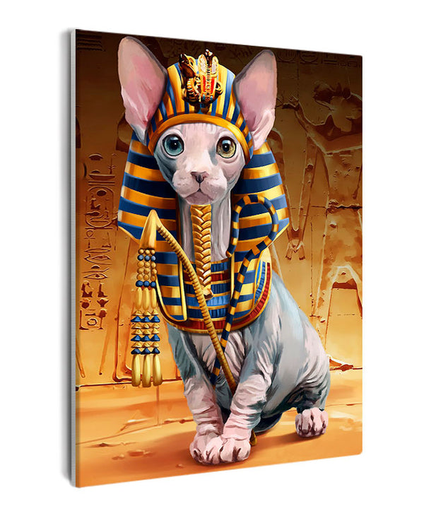 Paint By Numbers - Sphynx Cat In Exquisite Pharaoh Costume: Mystical Elegance In Ancient Egypt - Framed- 40x50cm - Arterium 