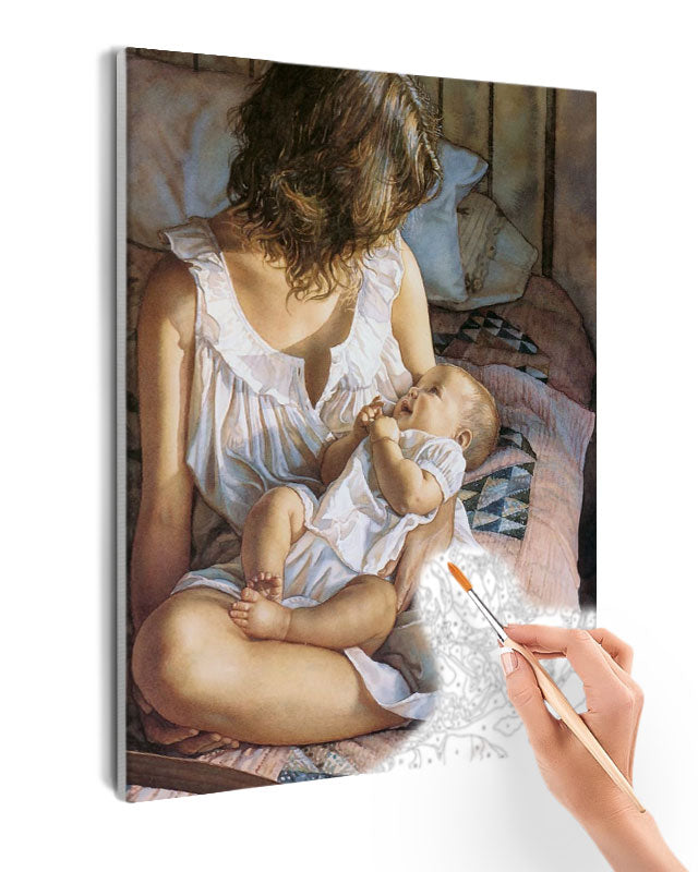 Paint By Numbers - Woman Holding A Baby - Framed- 40x50cm - Arterium 