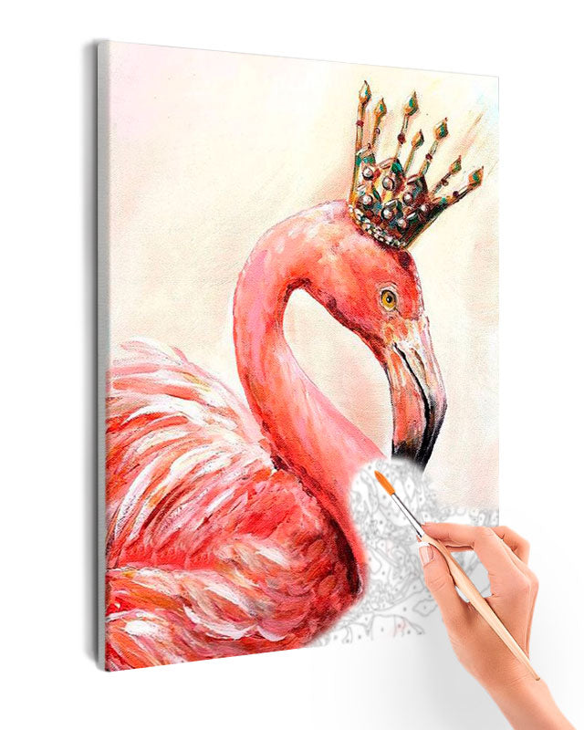Paint By Numbers - Pink Flamingo With A Crown - Framed- 40x50cm - Arterium 