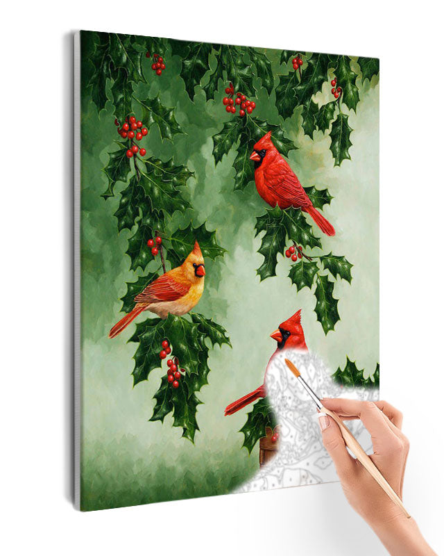 Paint By Numbers - Painting Of Birds On A Plant - Framed- 40x50cm - Arterium 