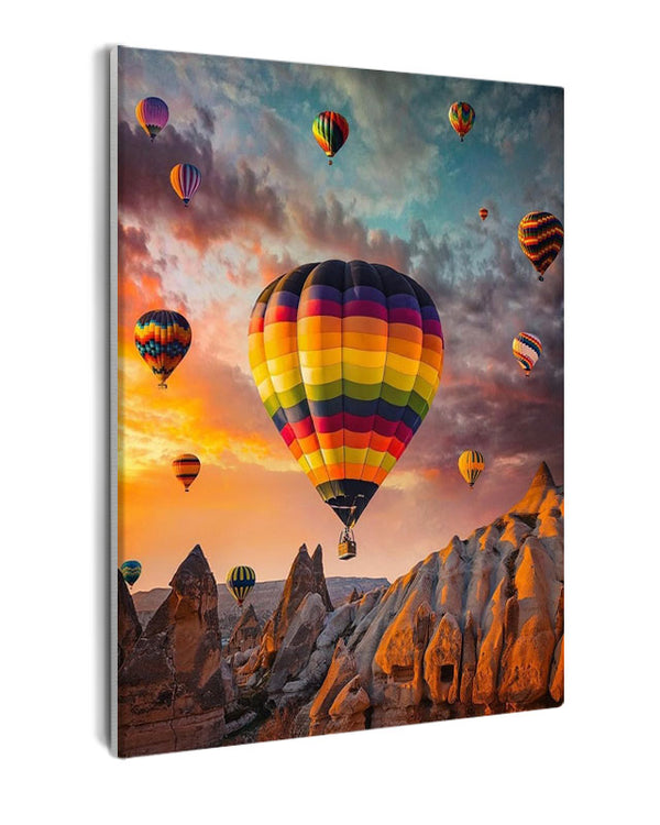 Paint By Numbers - Enchanting Sky: Majestic Hot Air Balloons Amidst Scenic Mountains - Framed- 40x50cm - Arterium 