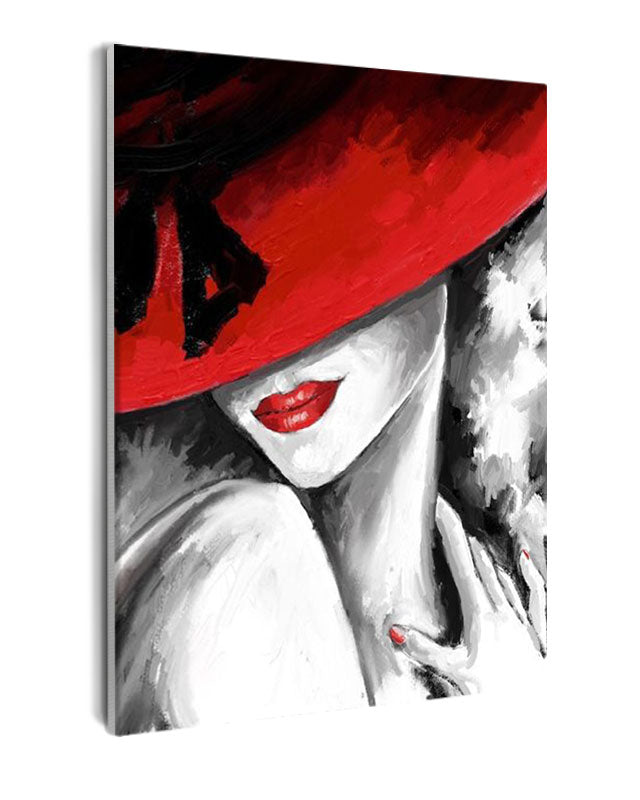 Paint By Numbers - Painting Of A Woman In A Red Hat - Framed- 40x50cm - Arterium 