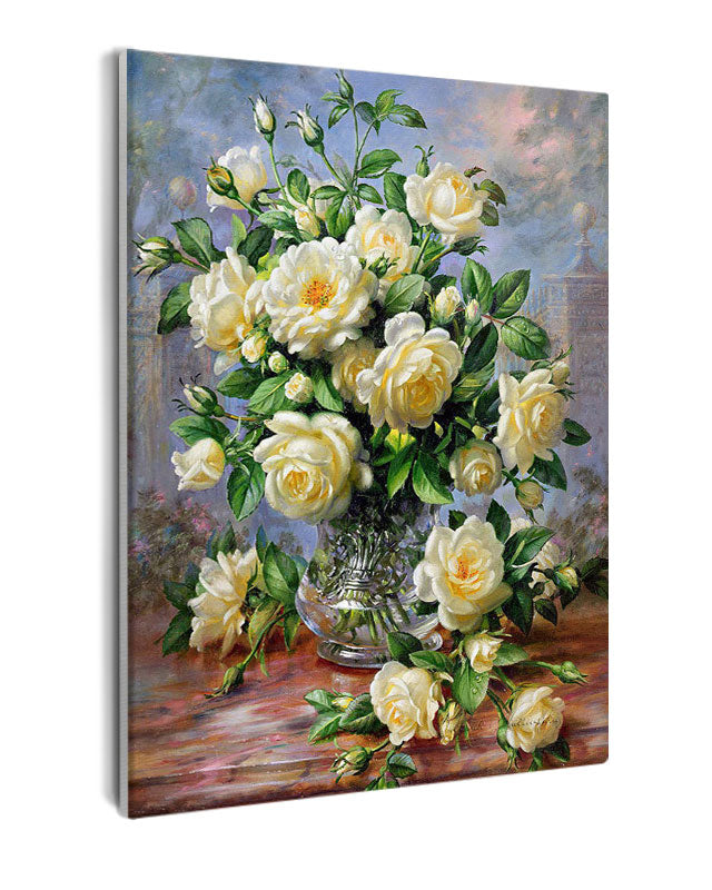 Paint By Numbers - Painting Of A Vase Of Flowers - Framed- 40x50cm - Arterium 