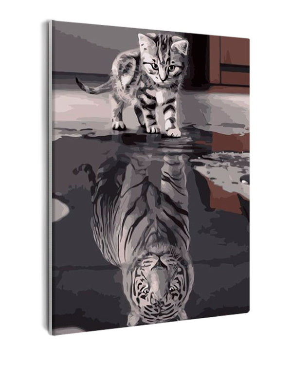 Paint By Numbers - Cat With Tiger Reflection - Framed- 40x50cm - Arterium 