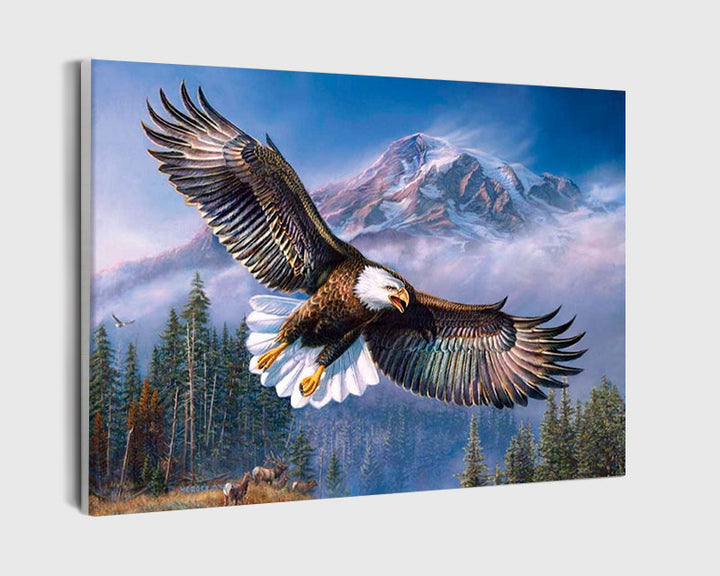 Paint By Numbers - Eagle With Mountain As A Background - Framed- 40x50cm - Arterium 