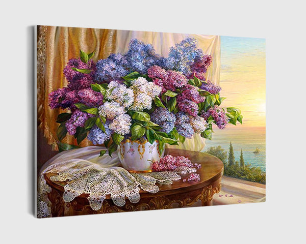 Paint By Numbers - Bouquet Of Flowers On A Table - Framed- 40x50cm - Arterium 