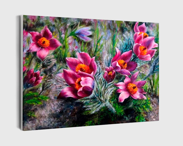 Paint By Numbers - Group Of Purple Flowers - Framed- 40x50cm - Arterium 