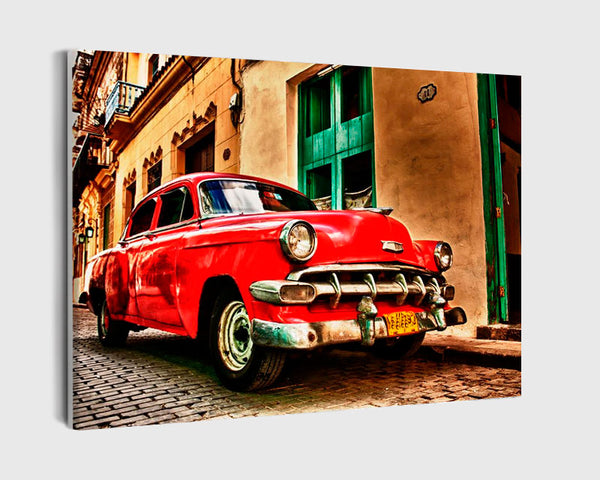 Paint By Numbers - Vintage Nostalgia: Classic 1950S American Car On Cobblestone Street - Framed- 40x50cm - Arterium 