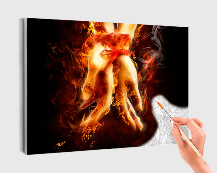 Paint By Numbers - Hands Tied Together With Fire - Framed- 40x50cm - Arterium 