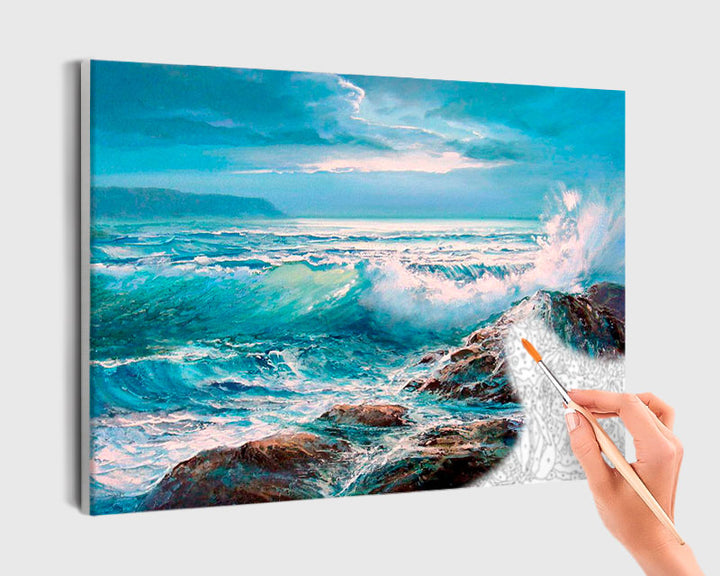 Paint By Numbers - Dynamic Marine Painting: The Power And Beauty Of Nature - Framed- 40x50cm - Arterium 